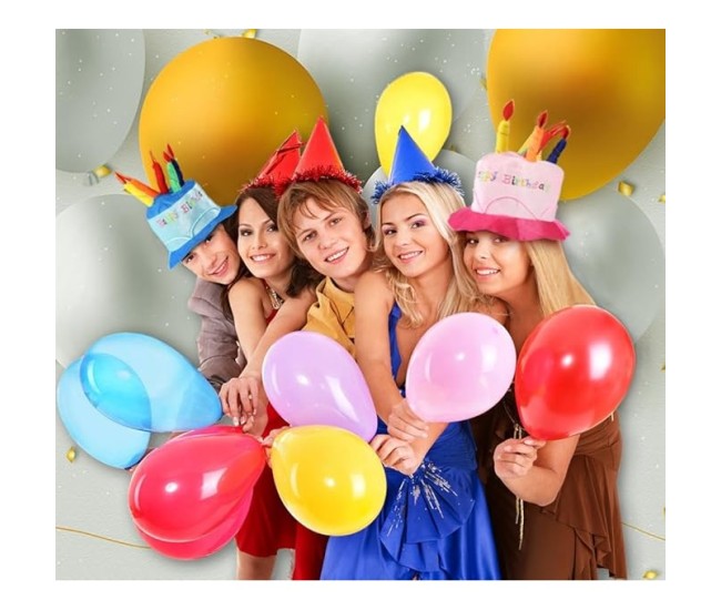 Palarie Happy Birthday, Flippy, Accesoriu pentru Petrecere, Model Tort, Tematica Aniversare, 60x60x55 cm, Roz