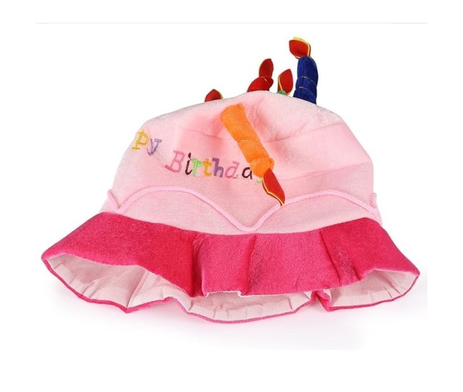 Palarie Happy Birthday, Flippy, Accesoriu pentru Petrecere, Model Tort, Tematica Aniversare, 60x60x55 cm, Roz