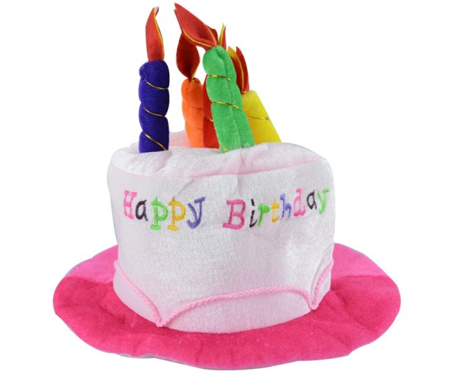 Palarie Happy Birthday, Flippy, Accesoriu pentru Petrecere, Model Tort, Tematica Aniversare, 60x60x55 cm, Roz