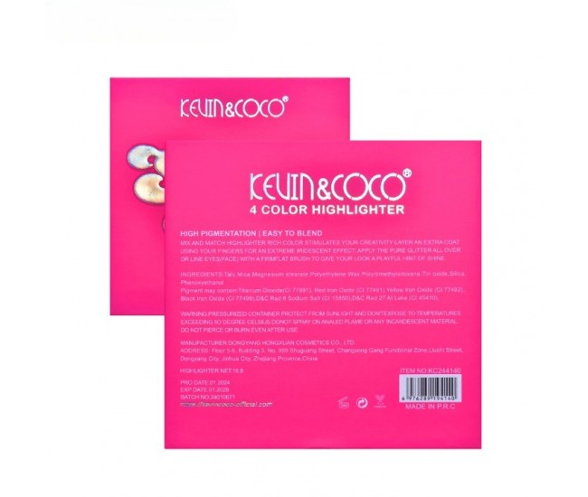 Paleta Iluminatoare, KEVIN&COCO, 4 Culori Stay Wild, 12.2 x 12.2 x 0.9 cm Paleta Iluminatoare, KEVIN&COCO, 4 Culori Stay Wild, 12.2 x 12.2 x 0.9 cm
