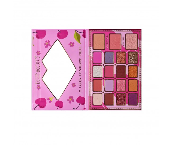 Paleta de Machiaj, KEVIN & COCO, Cherry Blossom. Fard de Pleoape, 19 culori, 19.2 x 12.8 x 1.4 cm Paleta de Machiaj, KEVIN & COCO, Cherry Blossom. Fard de Pleoape, 19 culori, 19.2 x 12.8 x 1.4 cm