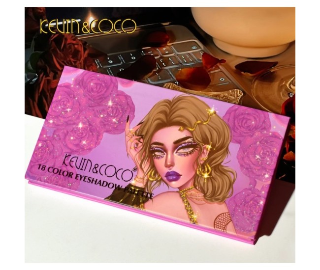 Paleta de farduri Kevin&Coco, 18 culori, nuante captivante, design compact, 19 x 10 cm, 180 g, multicolor