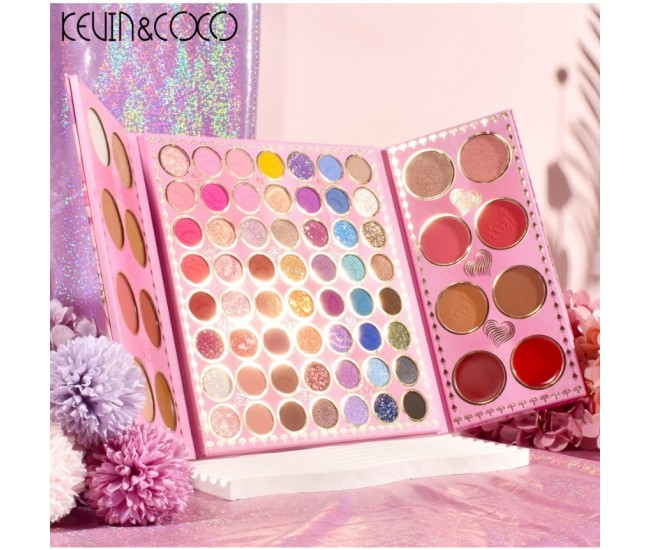 Paleta de farduri Kevin&Coco, 72 de culori, stil pliabil, conturing, iluminator, blush incluse, dreptunghiulara, 22 x 24.5 cm, 490 g, multicolor Paleta de farduri Kevin&Coco, 72 de culori, stil pliabil, conturing, iluminator, blush incluse, dreptunghiulara, 22 x 24.5 cm, 490 g, multicolor
