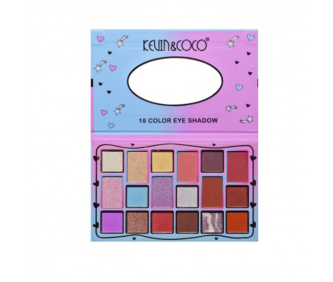 Palete de Machiaj, KEVIN & COCO, Pink Blue, Fard de Pleoape, 18 culori, 19.3 x 12 x 1.4 cm Palete de Machiaj, KEVIN & COCO, Pink Blue, Fard de Pleoape, 18 culori, 19.3 x 12 x 1.4 cm
