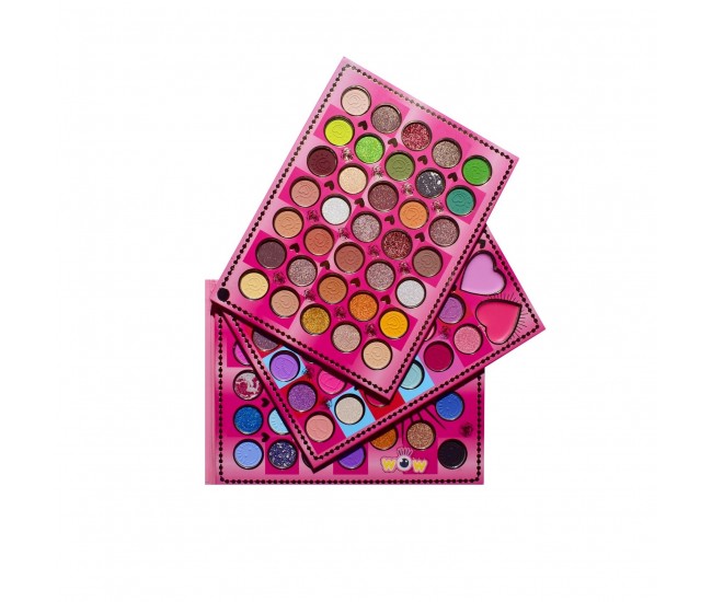 Trusa de Machiaj, KEVIN & COCO, Mean Girl Rose, Fard de Pleoape, Iluminator, Blush Cremos, 97 culori, 21 x 15.7 x 2.4 cm Trusa de Machiaj, KEVIN & COCO, Mean Girl Rose, Fard de Pleoape, Iluminator, Blush Cremos, 97 culori, 21 x 15.7 x 2.4 cm