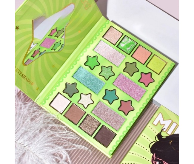 Paleta de Machiaj, KEVIN&COCO, 20 Culori Green Girl, Fard de Pleoape si Blush, Verde Paleta de Machiaj, KEVIN&COCO, 20 Culori Green Girl, Fard de Pleoape si Blush, Verde