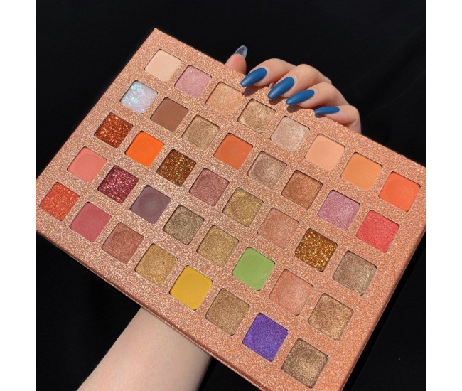 Paleta de farduri cu 40 de culori pigmentate, Roz cu sclipici, Flippy Paleta de farduri cu 40 de culori pigmentate, Roz cu sclipici, Flippy