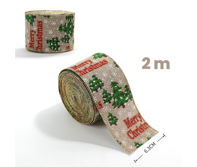 Panglica de Craciun pentru Decor Brad, Flippy, Panglica Decorativa de Craciun pentru Funde, Imprimeu Brazi Merry Christmas, 200 x 6.3 m, Khaki Verde Rosu Panglica de Craciun pentru Decor Brad, Flippy, Panglica Decorativa de Craciun pentru Funde, Imprimeu Brazi Merry Christmas, 200 x 6.3 m, Khaki Verde Rosu