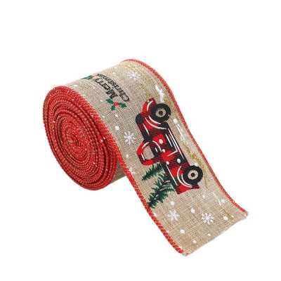 Panglica de Craciun pentru Decor Brad, Flippy, Panglica Decorativa de Craciun pentru Funde, Imprimeu Pick-Up Merry Christmas, 200 x 6.3 m, Khaki Rosu Panglica de Craciun pentru Decor Brad, Flippy, Panglica Decorativa de Craciun pentru Funde, Imprimeu Pick-Up Merry Christmas, 200 x 6.3 m, Khaki Rosu