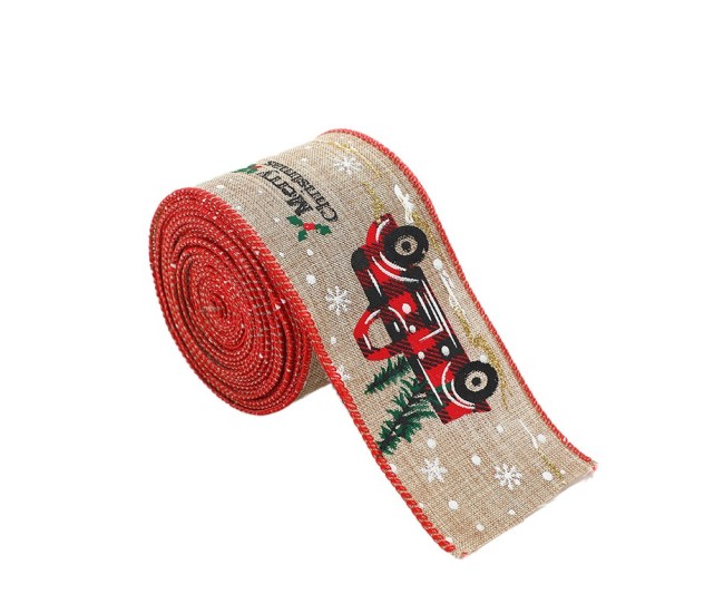 Panglica de Craciun pentru Decor Brad, Flippy, Panglica Decorativa de Craciun pentru Funde, Imprimeu Pick-Up Merry Christmas, 200 x 6.3 m, Khaki Rosu Panglica de Craciun pentru Decor Brad, Flippy, Panglica Decorativa de Craciun pentru Funde, Imprimeu Pick-Up Merry Christmas, 200 x 6.3 m, Khaki Rosu
