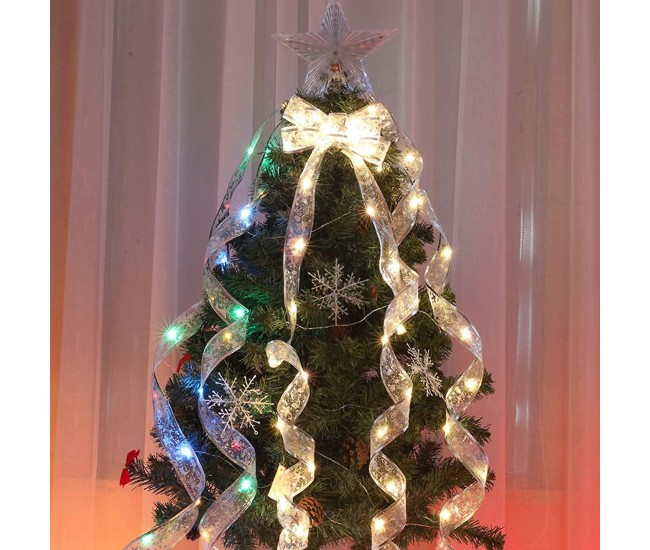 Panglică LED de Crăciun Flippy Aurie, lungime 1 m, 10 LED-uri, Baterii, Multicolor