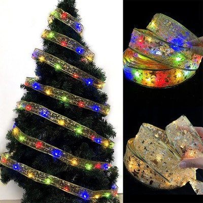 Panglică LED de Crăciun Flippy Aurie, lungime 1 m, 10 LED-uri, Baterii, Multicolor Panglică LED de Crăciun Flippy Aurie, lungime 1 m, 10 LED-uri, Baterii, Multicolor
