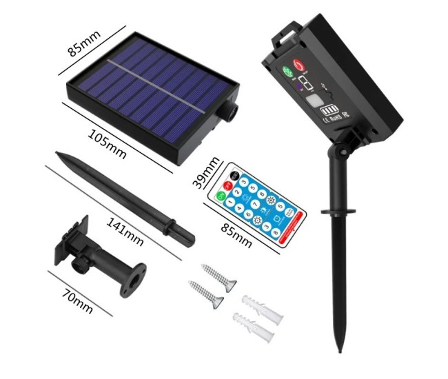 Panou Solar pentru Instalatii Craciun, 31V, 250 mAh, Acumulator de 1200 mAh, 8 Jocuri de lumini, 10 cm x 8 cm