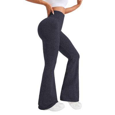 Pantaloni Sport de Dama, Flippy, pentru Yoga, Talie Inalta, Evazati, Tricotati, Albastru Marin, Marime L Pantaloni Sport de Dama, Flippy, pentru Yoga, Talie Inalta, Evazati, Tricotati, Albastru Marin, Marime L