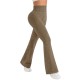 Pantaloni Sport de Dama, Flippy, pentru Yoga, Talie Inalta, Evazati, Tricotati, Khaki, Marime L