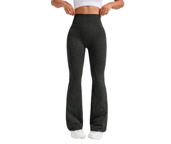 Pantaloni Sport de Dama, Flippy, pentru Yoga, Talie Inalta, Evazati, Tricotati, Negru, Marime S