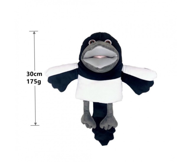 Papusa de Mana pentru Teatru de Papusi, Flippy, din Plus, 30 cm, Model Pasare, Alb/Negru Papusa de Mana pentru Teatru de Papusi, Flippy, din Plus, 30 cm, Model Pasare, Alb/Negru