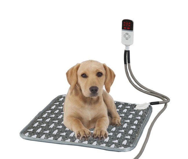 Patura electrica pentru animale de companie cu tub anti-muscatura, perna pentru caini, 45 x 45 cm, 28 W,  9 trepte de reglaj perna pentru pisici, anti-alunecare, gri-When upgrading the full steel pipe to European regulations; Width: 45X45cm