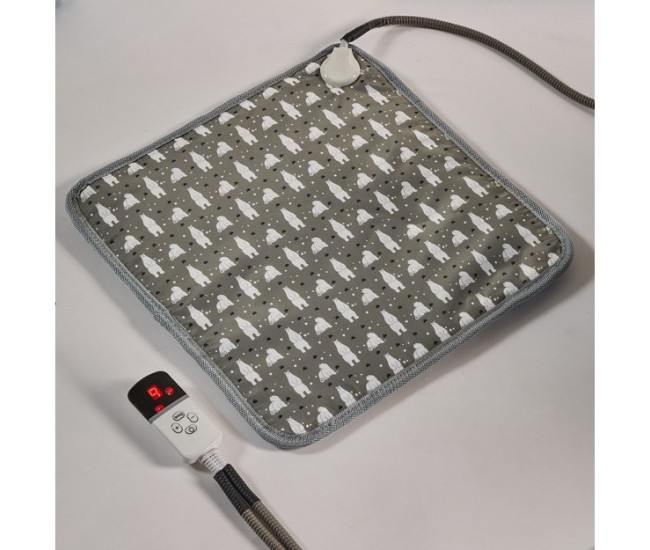 Patura electrica pentru animale de companie, Flippy, perna pentru caini, 45 x 45 cm, 28 W, 3 trepte de reglaj, perna pentru pisici, Anti-Alunecare, Gri