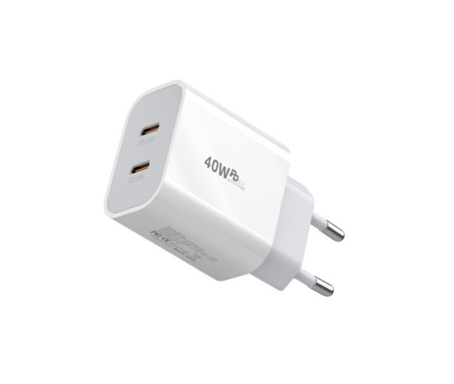 Incarcator Fast Charge pentru Telefon, Flippy, Power Delivery 40W, Dual Port Type-C la PD20W, Compatibil cu orice Telefon, Alb Incarcator Fast Charge pentru Telefon, Flippy, Power Delivery 40W, Dual Port Type-C la PD20W, Compatibil cu orice Telefon, Alb