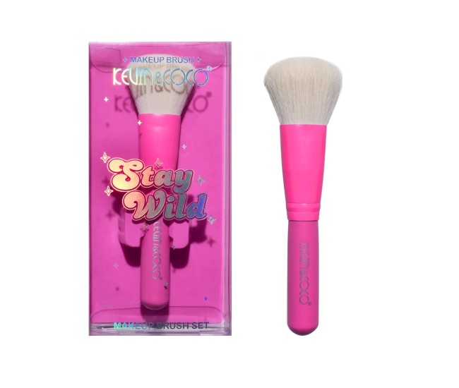 Pensula de Machiaj, KEVIN & COCO, Stay Wild, 14 x 4 x 1.5 cm, Roz