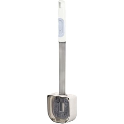 Perie de Toaleta, Flippy, cu Recipient pentru Detergent, din Plastic+TPR, Montare fara Perforare, 40 x 9 cm, Alb