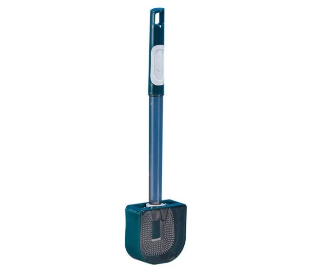 Perie de Toaleta, Flippy, cu Recipient pentru Detergent, din Plastic+TPR, Montare fara Perforare, 40 x 9 cm, Verde Perie de Toaleta, Flippy, cu Recipient pentru Detergent, din Plastic+TPR, Montare fara Perforare, 40 x 9 cm, Verde