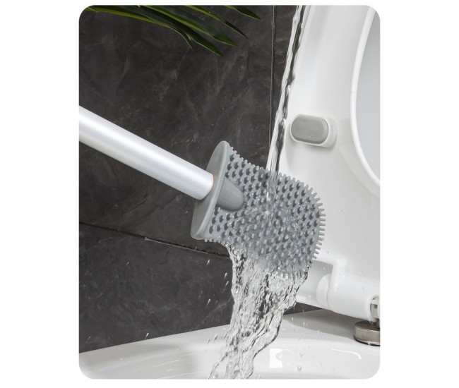 Perie de Toaleta, Flippy, cu Recipient pentru Lichid, perie din TPR, Montare fara Perfoare, 12 x 6.5 x 40 cm, Gri Perie de Toaleta, Flippy, cu Recipient pentru Lichid, perie din TPR, Montare fara Perfoare, 12 x 6.5 x 40 cm, Gri