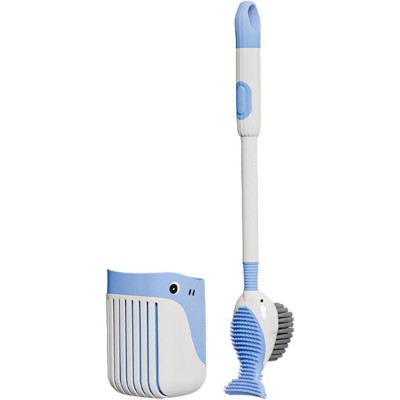 Perie de Toaleta, Flippy, cu Suport de Perete, Recipient Detergent, 2 Tipuri de Perii, Model Balena, Albastru Perie de Toaleta, Flippy, cu Suport de Perete, Recipient Detergent, 2 Tipuri de Perii, Model Balena, Albastru