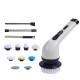 Perie Electrica de Curatare, Flippy, pentru Gresie, Baie, Bucatarie, 25x20x9.5 cm, cu 9 Capete, Maner Extensibil Detasabil 84-127cm, Incarcare USB-Type C, Rotire 360 de Grade, 3000 mAh, Culoare: Alb