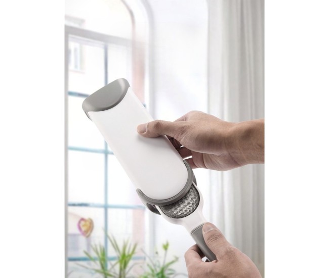 Perie Electrostatica, Flippy, Pentru Curatarea Parului de pe Haine si Tapiterii, 2 Fete, Autocuratare, 33 x 7.5 cm, Gri