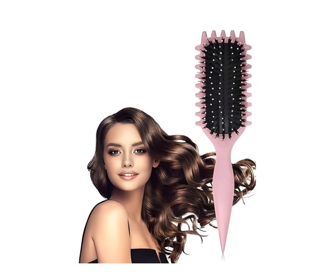 Perie Profesionala pentru Par, Flippy, Perie pentru Definirea Buclelor pentru Par Cret, Multifunctionala, 24.5 x 7 x 4.3 cm, Roz