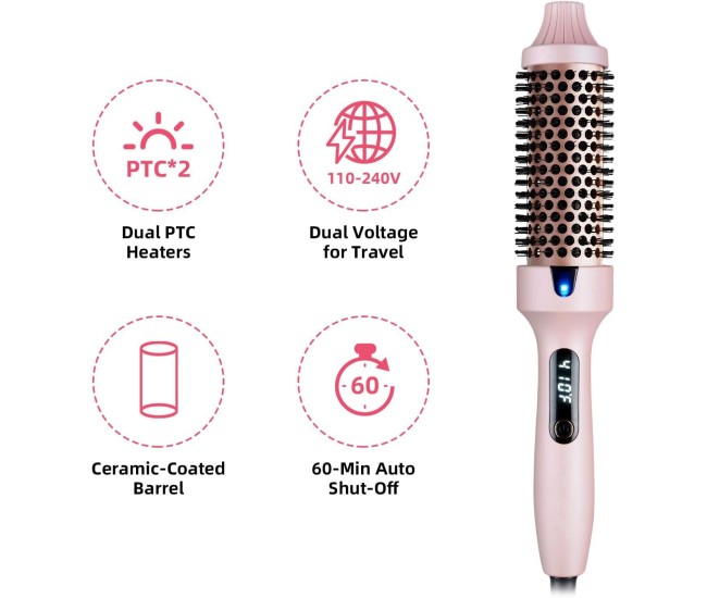 Perie termica cu infra rosu, Flippy, Pieptene Cald, Afisaj LED, cu Ioni Negativi si dubla Tensiune, Ondulare, Volumizare si Indreptare, Roz Perie termica cu infra rosu, Flippy, Pieptene Cald, Afisaj LED, cu Ioni Negativi si dubla Tensiune, Ondulare, Volumizare si Indreptare, Roz