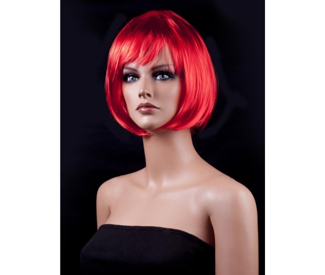 Peruca Cosplay, Flippy, Tunsoare Bob cu Breton, pentru Carnaval, Halloween, Petreceri Tematice, din PET, Marime Universala, Rosu