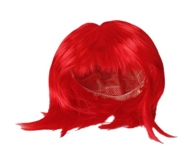 Peruca Cosplay, Flippy, Tunsoare Bob cu Breton, pentru Carnaval, Halloween, Petreceri Tematice, din PET, Marime Universala, Rosu