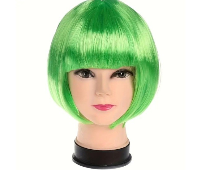 Peruca Cosplay, Flippy, Tunsoare Bob cu Breton, pentru Carnaval, Halloween, Petreceri Tematice, din PET, Marime Universala, Verde Peruca Cosplay, Flippy, Tunsoare Bob cu Breton, pentru Carnaval, Halloween, Petreceri Tematice, din PET, Marime Universala, Verde