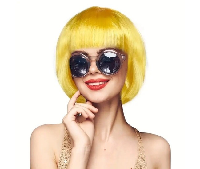Peruca Cosplay, Flippy, Tunsoare Bob cu Breton, pentru Carnaval, Halloween, Petreceri Tematice, din PET, Marime Universala, Galben Peruca Cosplay, Flippy, Tunsoare Bob cu Breton, pentru Carnaval, Halloween, Petreceri Tematice, din PET, Marime Universala, Galben