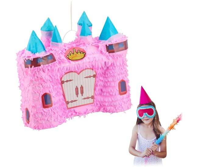 Pinata Castel Printesa pentru Petrecere, Flippy, din Hartie Creponata si Carton, Pinata pentru Petreceri, 40 x 37 x 15 cm, Roz deschis Pinata Castel Printesa pentru Petrecere, Flippy, din Hartie Creponata si Carton, Pinata pentru Petreceri, 40 x 37 x 15 cm, Roz deschis