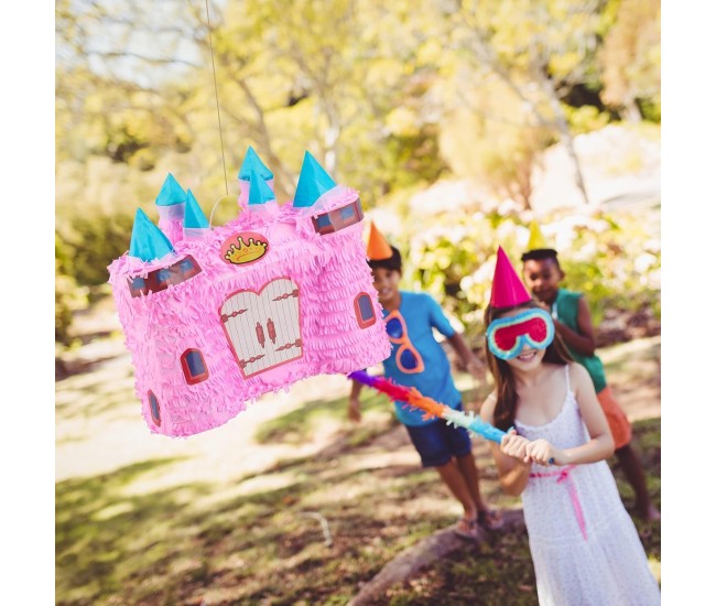 Pinata Castel Printesa pentru Petrecere, Flippy, din Hartie Creponata si Carton, Pinata pentru Petreceri, 40 x 37 x 15 cm, Roz deschis Pinata Castel Printesa pentru Petrecere, Flippy, din Hartie Creponata si Carton, Pinata pentru Petreceri, 40 x 37 x 15 cm, Roz deschis