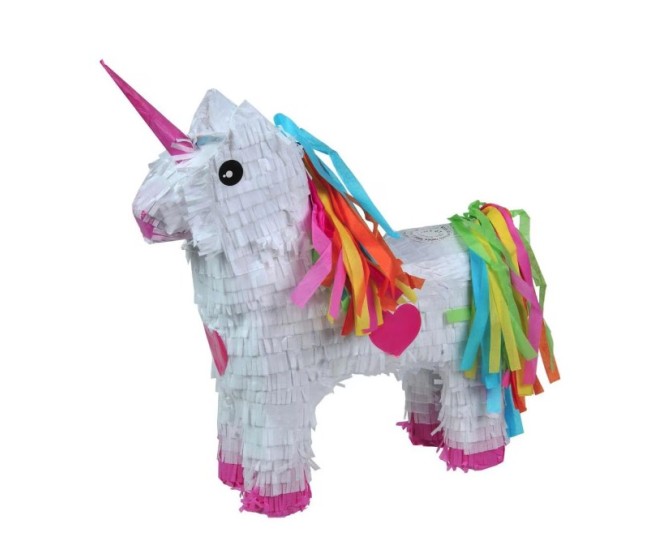Pinata Unicorn pentru Petrecere, Flippy, Pinata din Hartie si Carton, Pinata pentru Copii, 50 x 35 x 10 cm, Alb