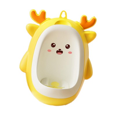 Pisoar pentru Baieti, Flippy, 0-8 Ani, in Forma de Cerb, Perie Inclusa, Montare pe Perete, Carlig Autoadeziv Inclus, 29.8 x 23.8 cm, Galben