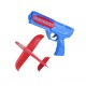 Pistol cu Lansator de Avion, Flippy, din Polistiren+Plastic, +3 Ani, Avion 24 cm, Lansare 10 m, cu Lumini, Albastru/Rosu