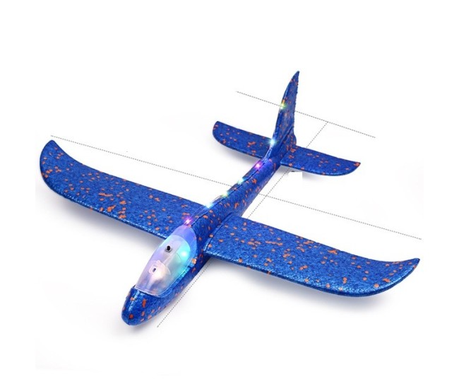 Pistol cu Lansator de Avion, Flippy, din Polistiren+Plastic, +3 Ani, Avion 24 cm, Lansare 10 m, Rosu/Albastru