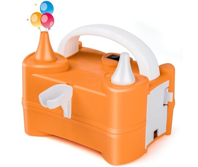 Pompa Electrica de Umflat Baloane, Flippy, cu Doua Iesiri, 220V, Putere 400W, Accesorii petrecere, Portocaliu