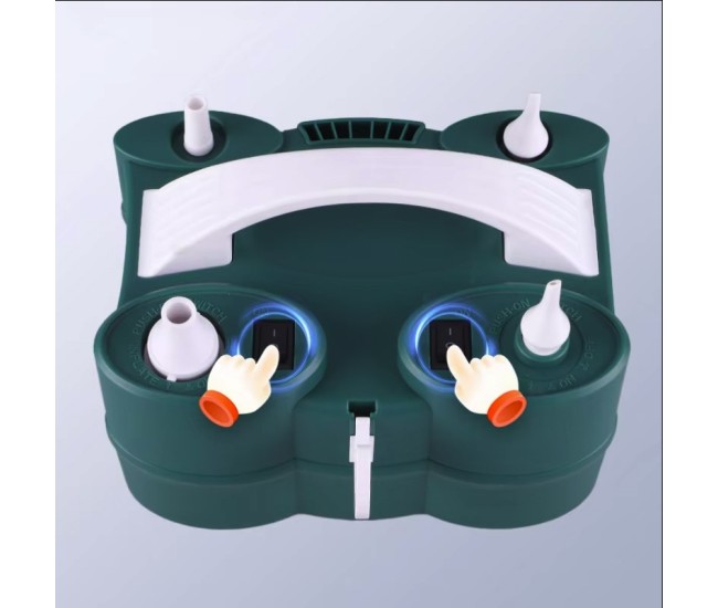 Pompa Electrica de Umflat Baloane, Flippy, cu Doua Iesiri, 220V, Putere 600W, Accesorii petrecere, Verde
