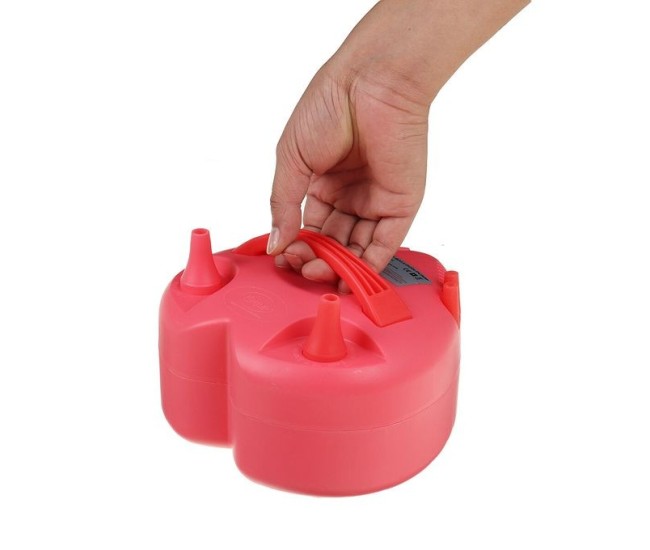 Pompa Electrica Pentru Umflat Baloane, 600 W, in Forma de Inima, Doua Capete de Umflat, din Plastic, Rosu