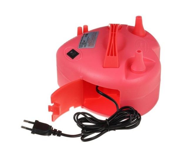 Pompa Electrica Pentru Umflat Baloane, 600 W, in Forma de Inima, Doua Capete de Umflat, din Plastic, Rosu