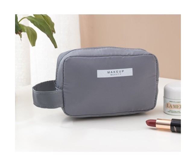 Portfard, Flippy, cu Maner, Material Impermeabil, pentru Cosmetice, 16 x 11 x 7 cm, Gri