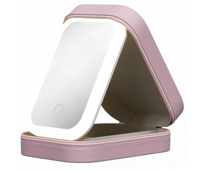 Portfard, Flippy, Geanta Cosmetice, cu Oglinda LED, 3 Moduri de Lumina, Incarcare USB, Baterie 1200 mAh, pentru Organizarea Cosmeticelor, 4 Compartimente, Imitatie Piele, Roz, 16.5x11.5x6 cm Portfard, Flippy, Geanta Cosmetice, cu Oglinda LED, 3 Moduri de Lumina, Incarcare USB, Baterie 1200 mAh, pentru Organizarea Cosmeticelor, 4 Compartimente, Imitatie Piele, Roz, 16.5x11.5x6 cm