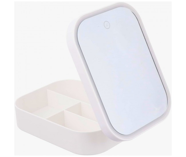 Portfard, Flippy, Geanta Cosmetice, cu Oglinda LED, 3 Moduri de Lumina, Incarcare USB, Baterie 1200 mAh, pentru Organizarea Cosmeticelor, 4 Compartimente, Imitatie Piele, Alb, 16.5x11.5x6 cm Portfard, Flippy, Geanta Cosmetice, cu Oglinda LED, 3 Moduri de Lumina, Incarcare USB, Baterie 1200 mAh, pentru Organizarea Cosmeticelor, 4 Compartimente, Imitatie Piele, Alb, 16.5x11.5x6 cm